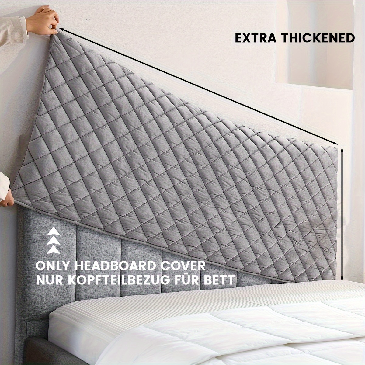 Headboard Cover Bed Back Dust Protector Cover Super Soft Solid Color Bed Haed Cover Quilte Head Cover: 180*220cm / Light Grey