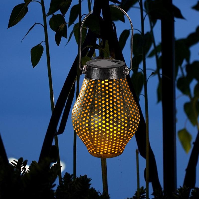 Retro tuinzonnelamp, uitgeholde esdoornbladschaduwlantaarn, hangende holle verlichting, waterdichte buitenlamp voor in de tuin