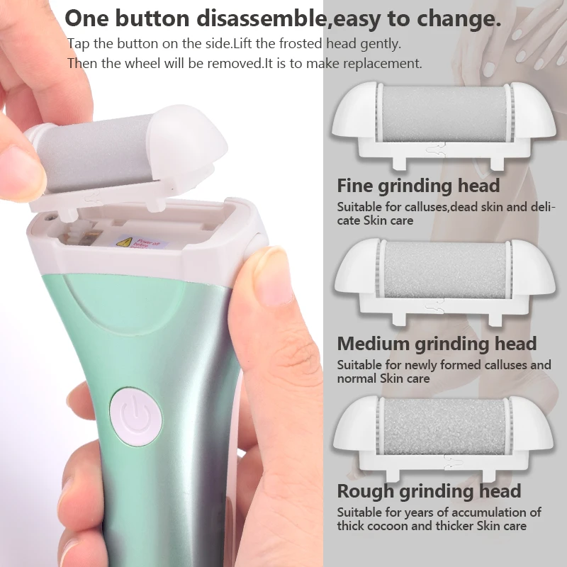 Elektrische Pedicure Voet Bestand USB Oplaadbare Power Display, 3 stks Slijpen Peeling Vervanging Hoofden Voor Hiel Eelt Remover