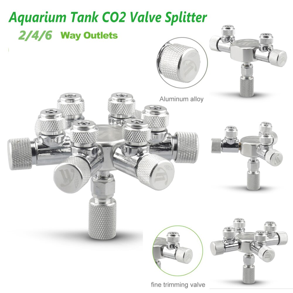 Aquarium Tank CO2 Klep Splitter Regulator Distributeur Naald Fijne Aanpassing Klep Voor CO2 Regulator Met 2/4/6 Way Outlets