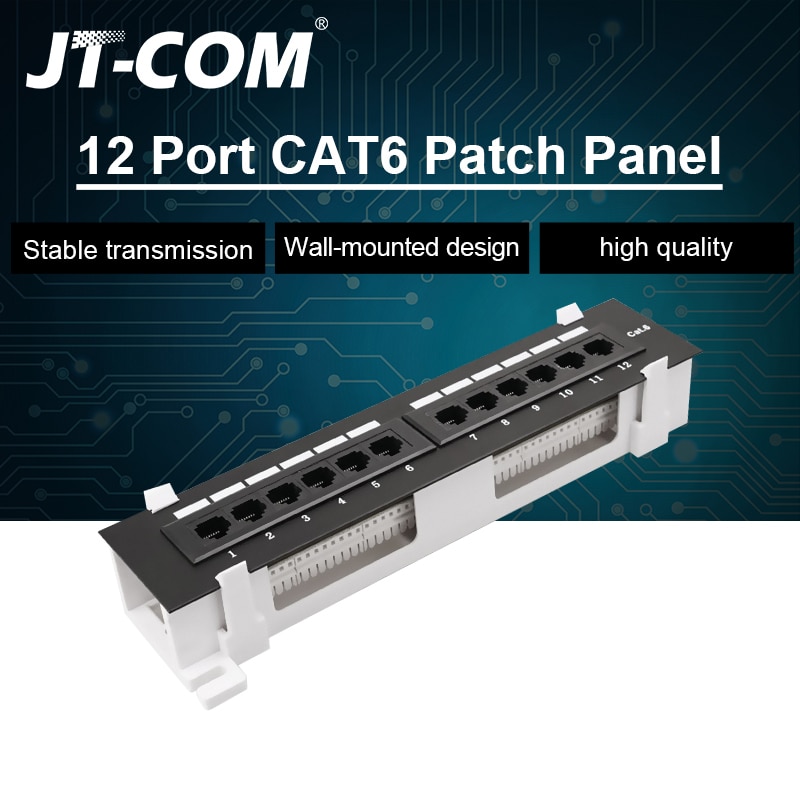 Panel de conexión CAT6 RJ45 de 12 puertos, adaptador de red LAN UTP, conector de Cable, red RJ45, estante de montaje en pared