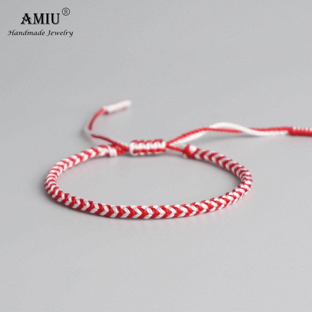 AMIU Tibetischen Buddhistischen Glück Seide Gewebt Tibetischen Armbänder & Armreifen Für Frauen Männer Handgemachte Knoten Deongare Seil Wünschen Armbinde