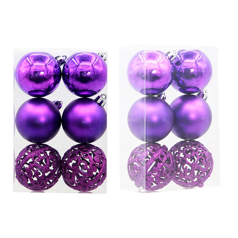 6 stuks onbreekbare kerstbaldecoratie balfeest thuis kerstboomversiering: Paars 