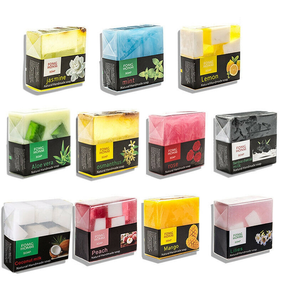 Natural Thai Fruit Soap Natural Rose Bamboo Charcoal Moisturizing Hydrating Exfoliating Hand Washing Bathing Soap 12 Style TSLM2
