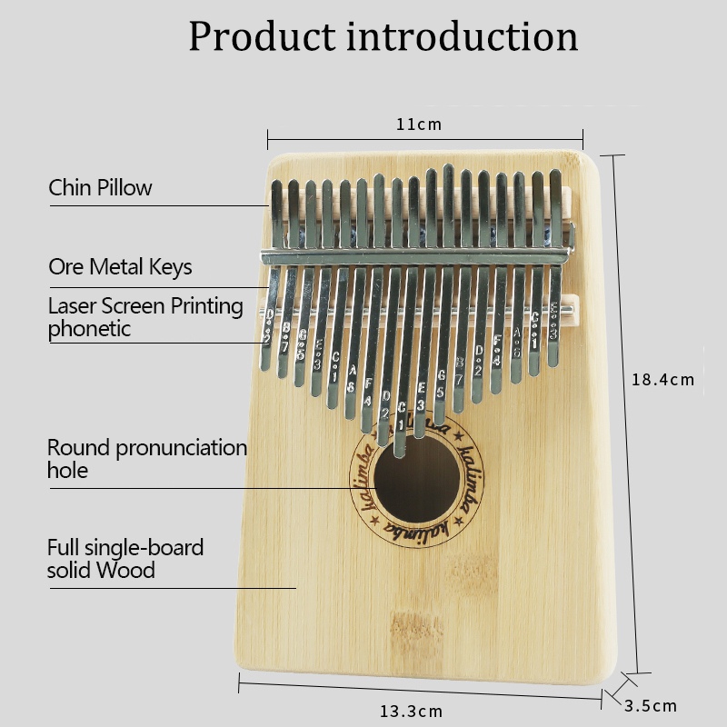 17 Keys Thumb Piano Wood Instrument Pine Aluminum Bar Kalimba Keyboard Music Portable Finger Board With Tune Hammer