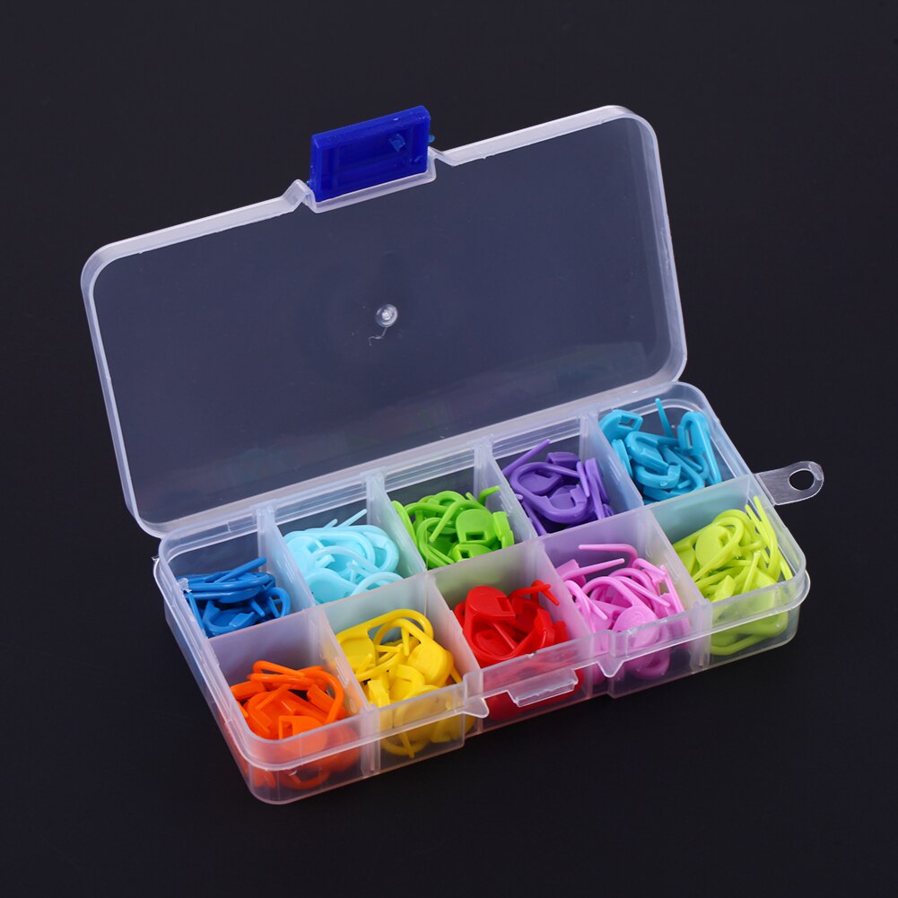 120 Pcs Mix Kleur Naaien Gereedschap Craft Haak Locking Stitch Markers Met Doos Veiligheidsspelden Breien Naald Clip 10 Kleuren