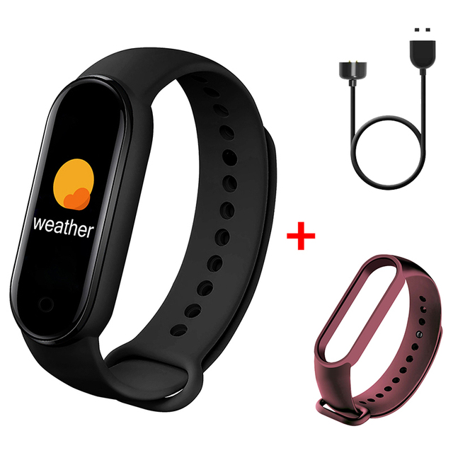 M6 Smart Bracelet Smart Watch Sport Fitness Tracker Smartband Men Women Smart Band For iOS Android Bluetooth-compatible Band: Black with Strap08