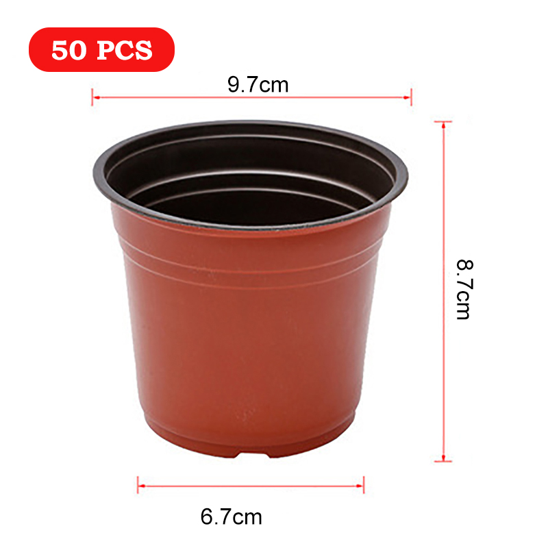 50PC Plastic Plant Flower Pots Gardening Seedling Grow Box Potted Plants Transplant Nursery Pot Home Garden Office Decorations: 50PCS Style 100