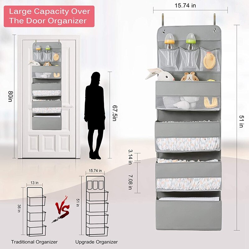 Semfri 4-Tier Over-The-Door Hanging Organizer, Black, Metal Storage Rack With Baskets And - View #5