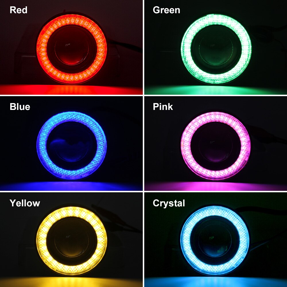2Pcs 2.5" 3" 3.5" Angel Eyes Fog Lamp 12V 64mm 76mm 89mm Universal Auto Car COB LED DRL Projector Fog Light