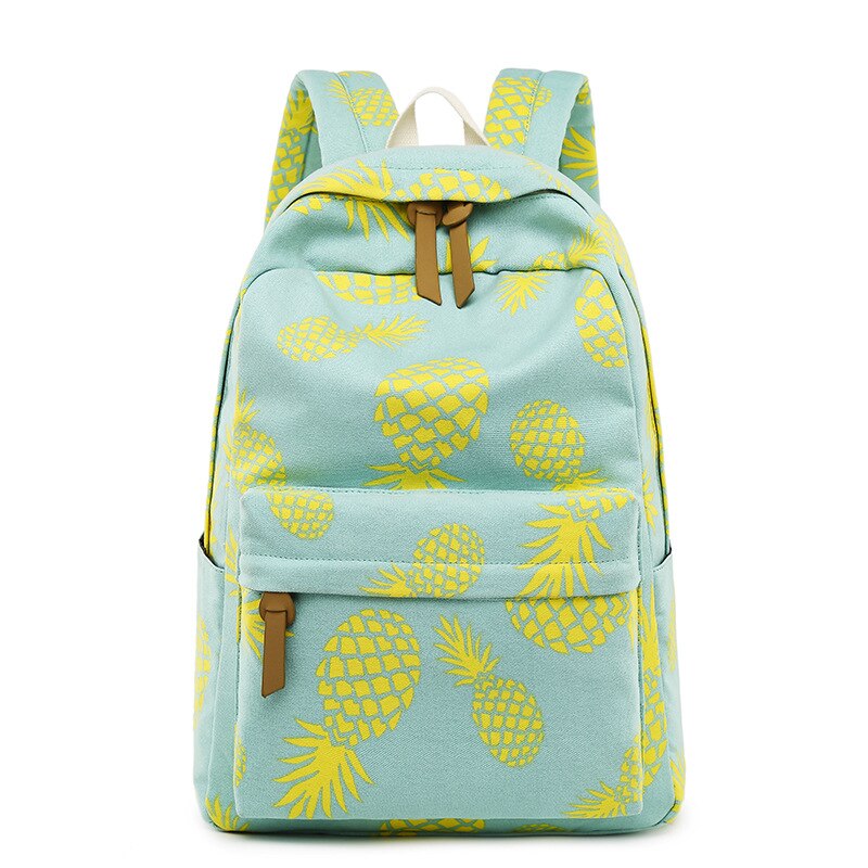 Mode Canvas Vrouwen Rugzak Set Fruit Ananas Afdrukken Vrouwelijke School Rugzak met Lunchbox Zakken Meisje Dagelijks Laptop Boekentas
