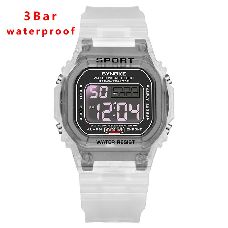Synoke dames polshorloge koppelhorloge lichtgevend alarm g dames schok elektronisch horloge waterdicht heren digitaal horloge: 3 bar open zwart