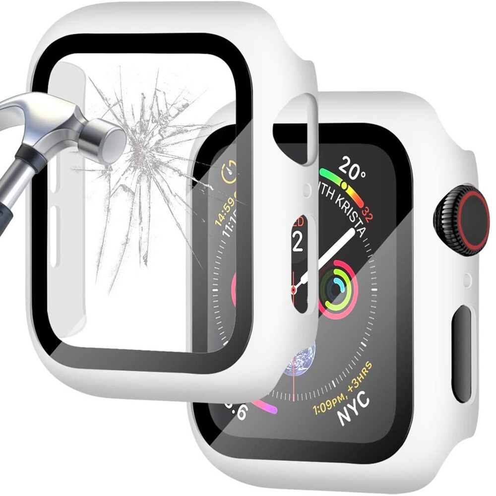 Glazen schermbeschermer voor apple watch series 6 /5 /4 /se 44mm hoesje, dunne beschermhoes, volledige dekking voor de apple watch 40mm hoes: Wit / Serie 5 4 44mm