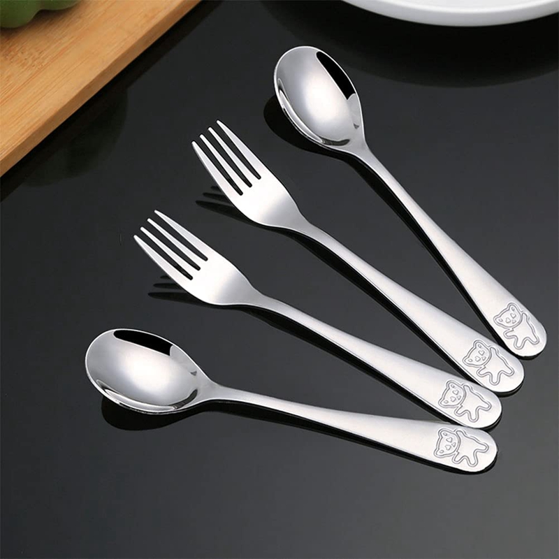 Kids Silverware Stainless Steel Children's Safe Flatware Little Bear Child Spoon And Fork Set Toddler Utensils