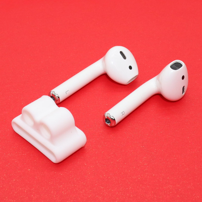 Support d'écouteurs Bluetooth en Silicone Anti-perte, pour AirPods Apple i7, Clip de support d'écouteurs pour Apple Watch: MARRON