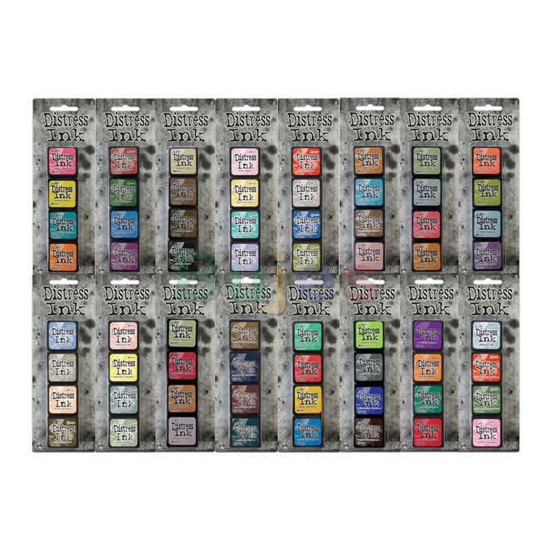 Ranger Tim Holtz Distress Ink Pad Kits, Mini Old Color Retro Stamp Pad Ink Pad 64 Colors School Office Supplies