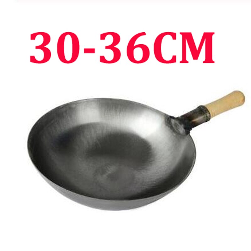 Houten Handvat Keuken Koken Pot 30/32/34/36 Gietijzeren Koekenpan Fornuis Universele Wok Restaurant Chef roerbak Speciale Wok Pan