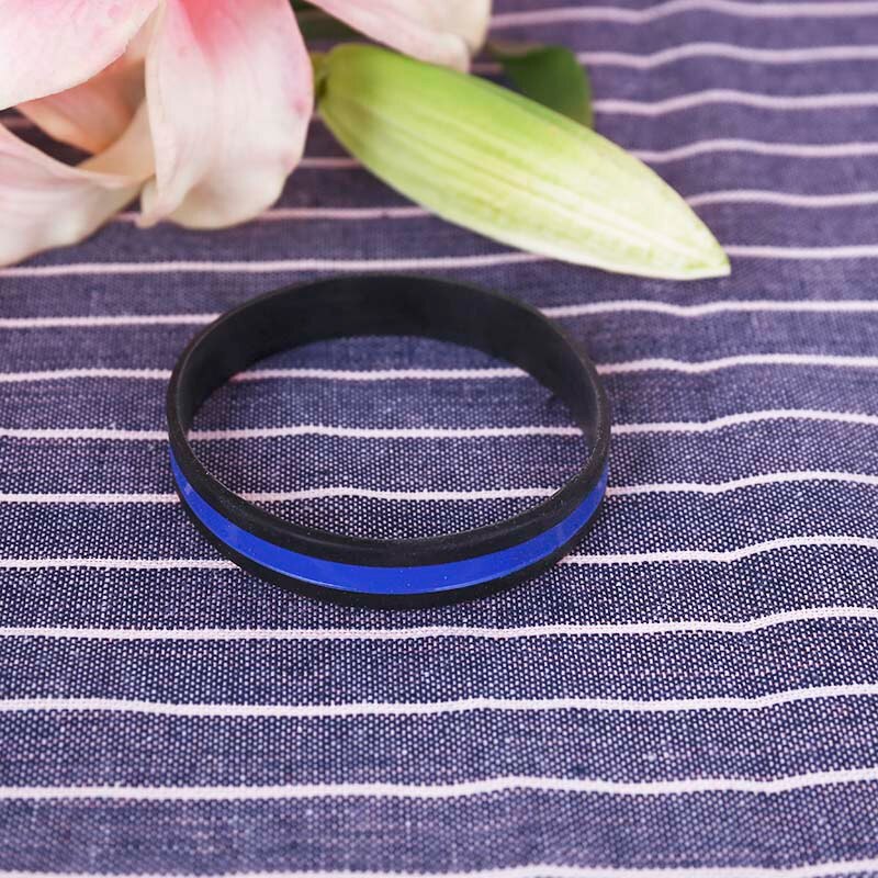 Leben Importe Silikon Armbinde Blau Dünne Linie Handgelenk Band tropfen Für mann armbänder Sport und leben NEUE 1 PC: Ursprünglich Titel