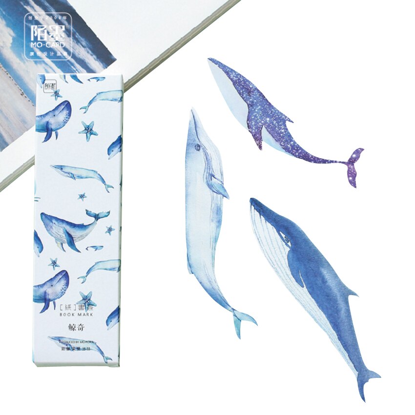30 st/pack söt tecknad blåval flerfärgad fjäderpapper bokmärke kawaii skolbarn sidhållare påminnelseetikett farty
