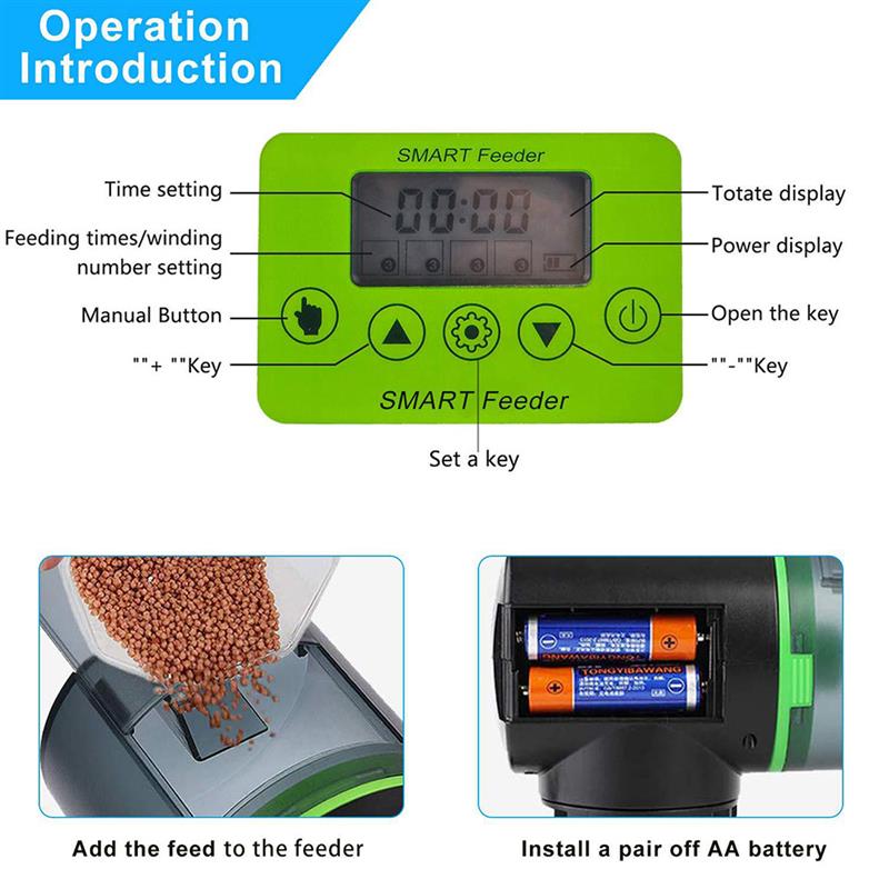 Comedero eléctrico automático para peces, comedero automático para vacaciones, alimentador de peces, resistente a la humedad, dispensador de alimento para peces para acuario