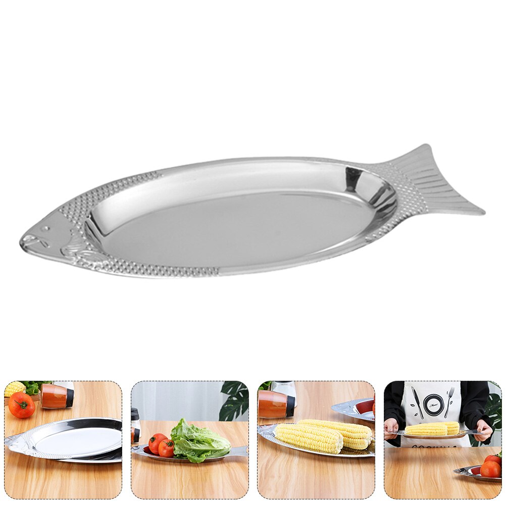 1Pc Steamed Fish Dish Fish-shaped Plate Home Hotel Restaurant Fish Plate: 34X12.8X2CM