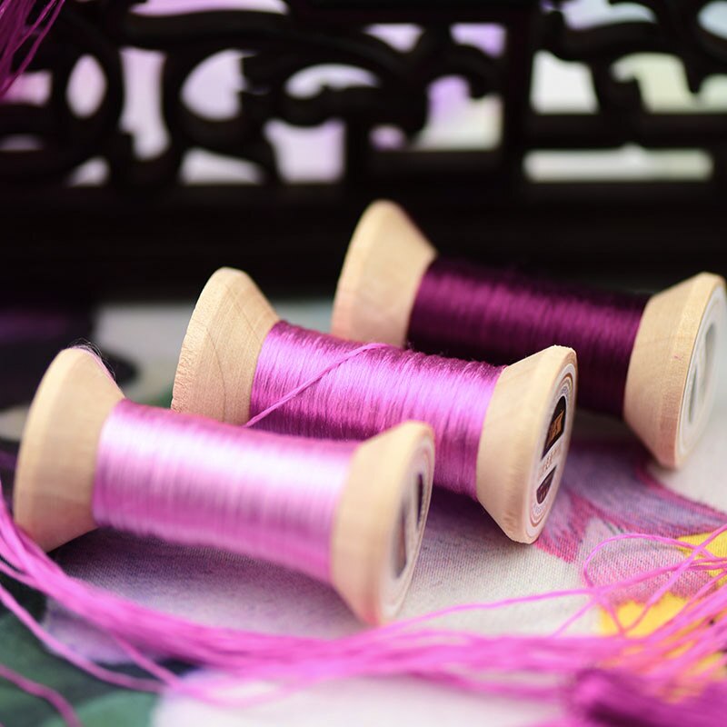 Handmade embroidery embroidery thread spool / silk embroidery thread / wrapped silk silk thread / rose purple / each 20 meters