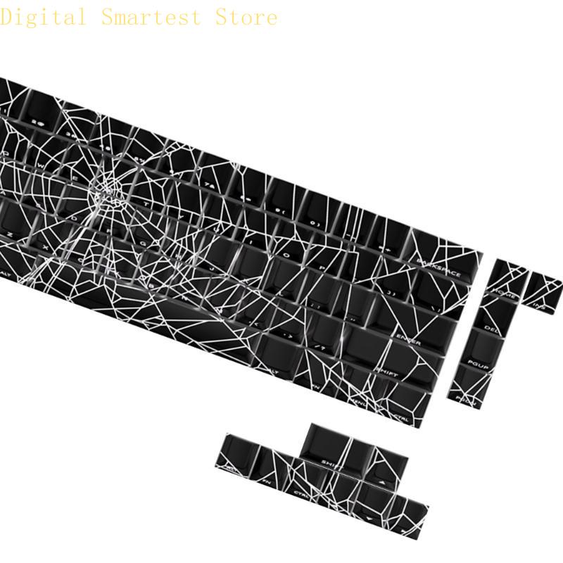 85AA 64/74Key Keycaps Customs Spiders Web Keycap Set Side Print Backlit Key Keycaps for 61/64/68 Mechanical Keyboards