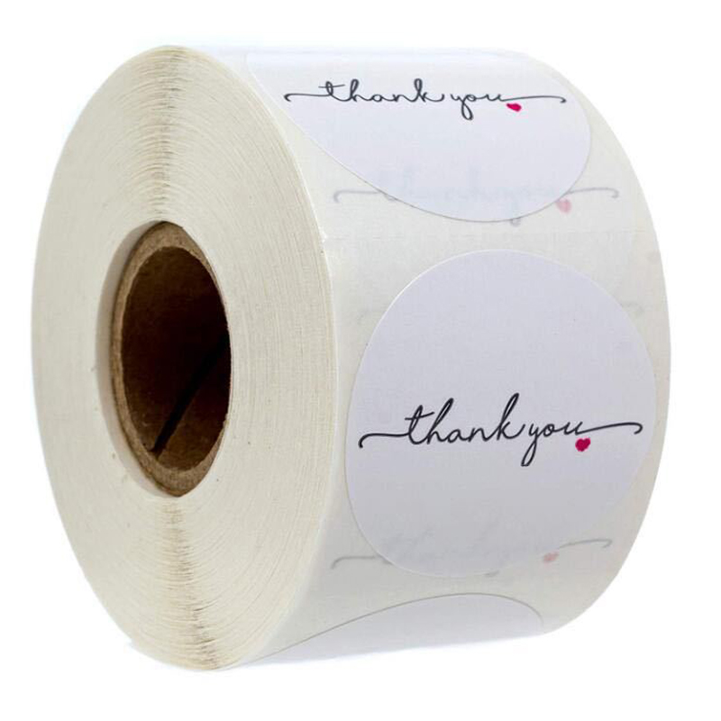 Etiqueta Adhesiva redonda de papel blanco para álbum de recortes, pegatina de agradecimiento de 1 pulgada, sello de sobre de boda, papelería hecha a mano, 50-500 Uds.: QY630-50pcs