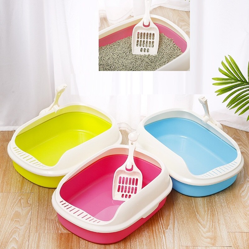 2pcs/Lot Dog Cat Litter Box+Sandbox Scoop Pet Products Cat Poop Tray Cleaning Box Toilet For Cats Pet Accessories