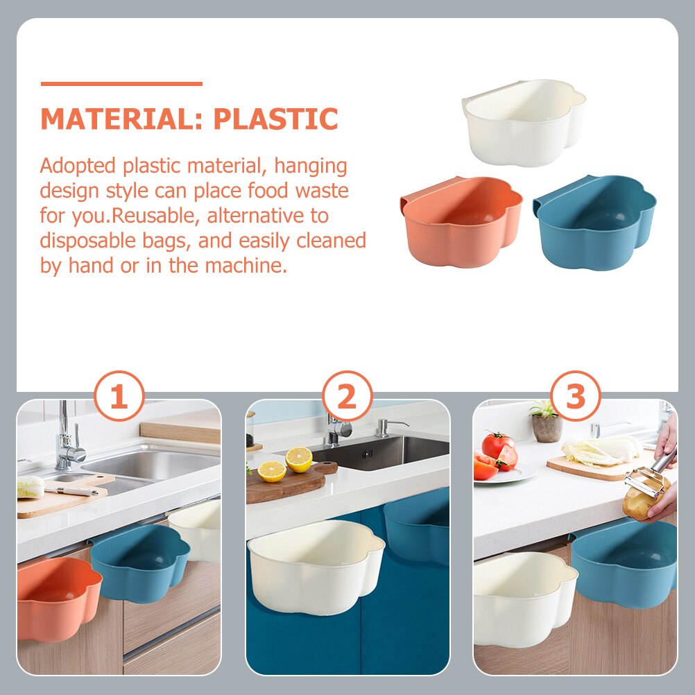 3pcs Small Garbage Container Kitchen Hanging Garbage Bin Under Sink Hanging Waste Bin