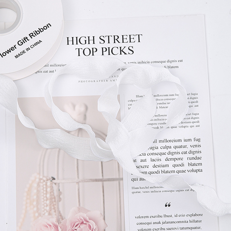 10 Yards Handmade Frayed Edged Chiffon Silk Ribbons DIY Wedding Invitation Wrapping Bouquets Packaging Party Decorations