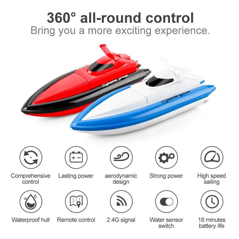 upgrade 2.4GHZ RC Boat 4CH 20Km/h Remote Control Boat High Speed Yacht 80-100M Remote Control Distance for children