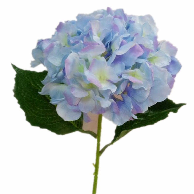10Pcs Zijde Enkele Stem Big Head Hortensia Bloem Tak Kunstmatige Hydrangea Macrophylla Voor Wedding Party Decoratie Bloemen: Blauw