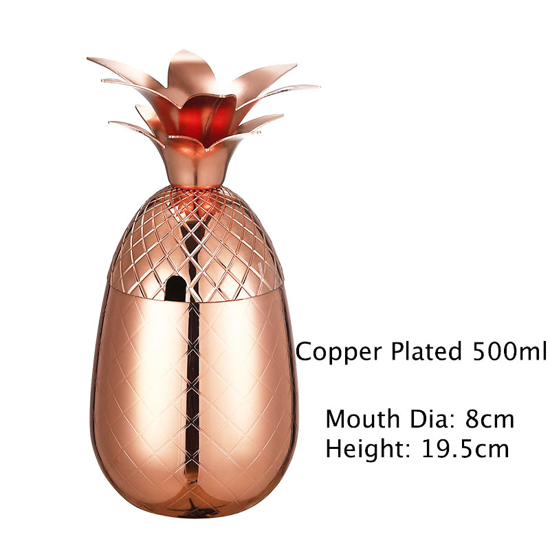 Ananas Tumbler/Mok Moscow Mule Mok Beschikbaar In 3 Kleur (Zilver, Koper, Goud)- Cocktail Drinkbekers Mokken Bar Tool: Copper Plating 500ml