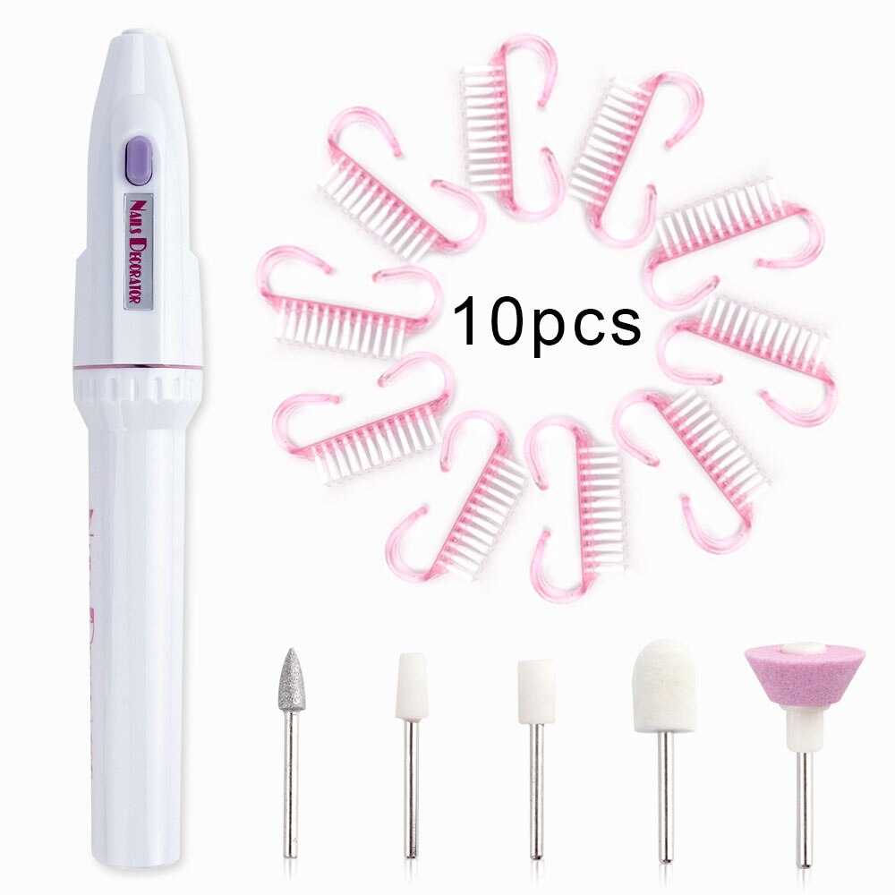 Elektrische Nail Boor Machine Draagbare Nagel Boren Manicure Pedicure Apparatuur Nail Borstel Stof Borstel Polijsten Gereedschap: set 8