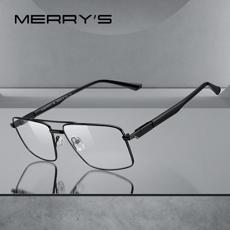 MERRYS Men Classic Titanium Alloy Optical Rectangle Glasses Frames Acetate Legs Eyeglasses Male Glasses S2159