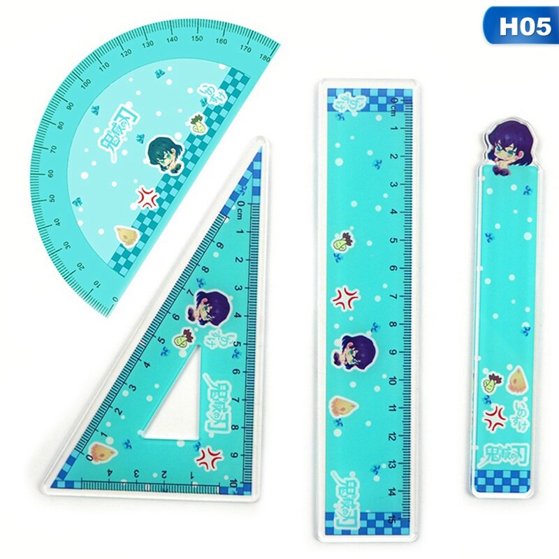 Regla de dibujo acrílico, 4 unidades por juego, regla triangular geométrica, transportador de enderezamiento, una variedad de reglas: H05