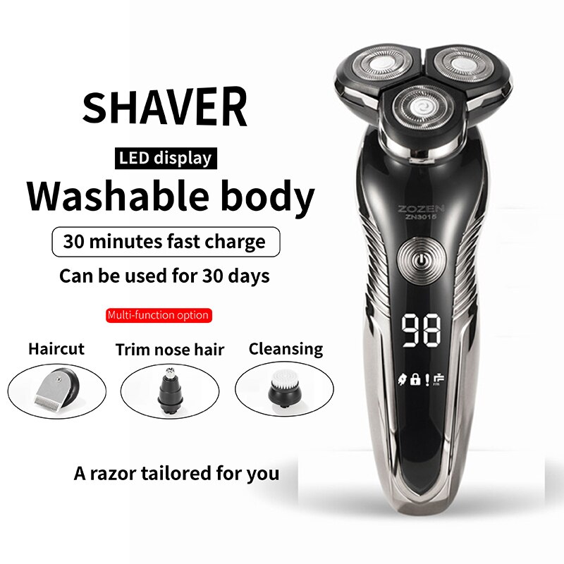 】Electric Shaver USB Rechargeable Wet And Dry Shave Multifunction Fast charge 4D shaving machine Body washing Beard Trimmers
