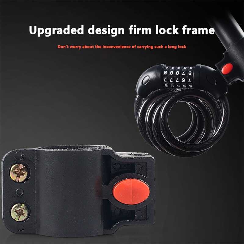 Bike Security Combination Lock 5-Position Coded Resettable Long Steel Cable Locker Protective Tools for Bicycles Scooters