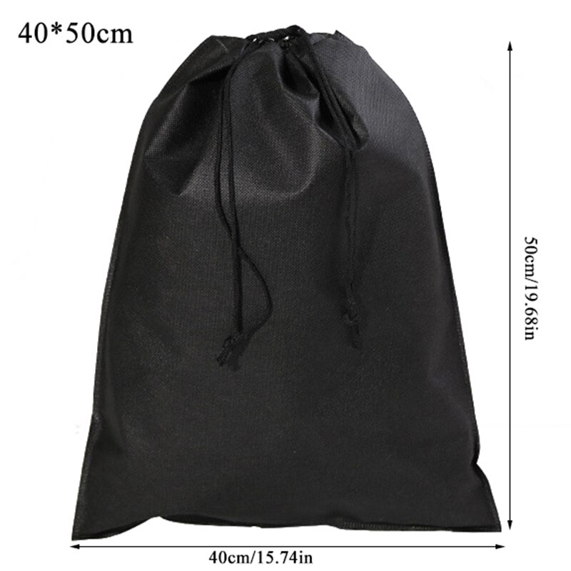 Non-Woven Fabric Drawstring Bags Home Laundry Shoe Travel Portable Pouch Drawstring Tote Bag Organizer: black 40x50cm