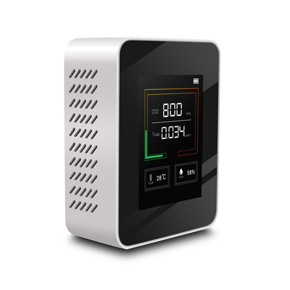 5 in1 Indoor Air Monitor Lcd Digital co2 Air Meters Real Time Intelligent Air Sensor Tester co2 Detector: 4 in 1 white