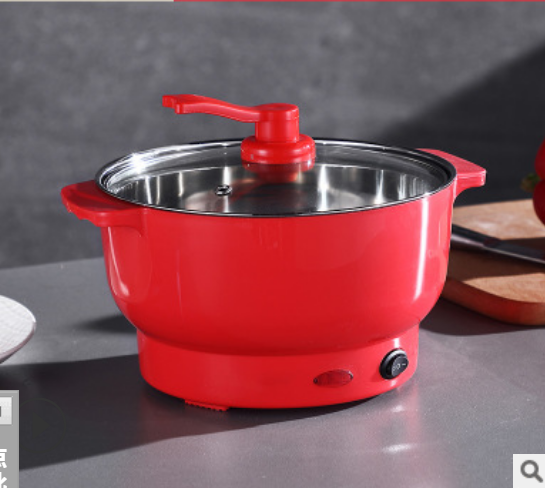 DMWD Multifunktions Reiskocher Elektrische Pfanne Nudel Kochen Topf Ei Omelett Pfanne Mini Eintopf Lebensmittel Dampfer Suppe Heizung: rot