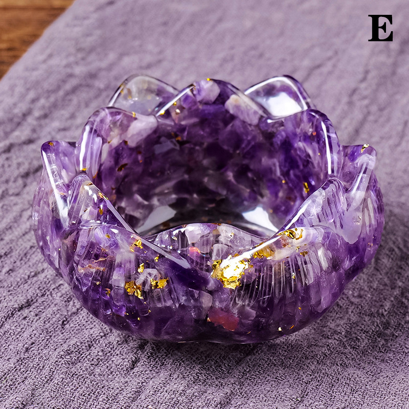 1 ensemble de porte-encens en résine de cristal, brûleur de fleurs, collecteur de cendres, ensemble pour méditations et esthétiques à la maison: Violet