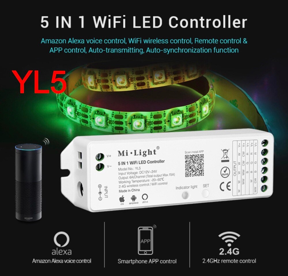 Mi Light 2.4G télécommande sans fil 8 zones FUT 089; B8 écran tactile mural, LS2 contrôleur LED pour bande LED RGB + CCT