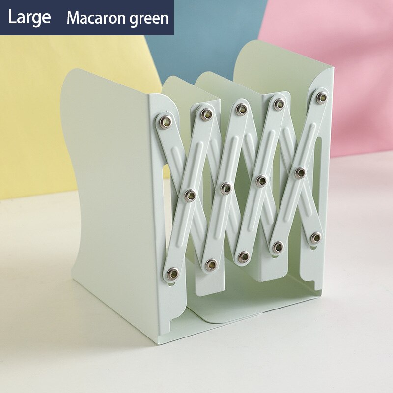 Estantería retráctil de Color, utilizada para estantes de libros, estantes ajustables, con soportes para bolígrafos, escritorios, suministros de oficina: Large-Macaron Green