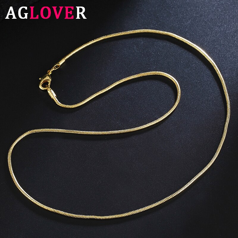 AGLOVER-collar de cadena de serpiente para mujer y hombre, de Plata de Ley 925, 16/18/20/22/24/26/28/30 pulgadas, 2MM de largo, joyería de boda