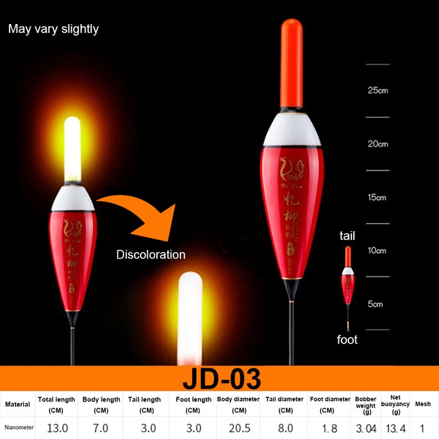 Flotteur lumineux à LED pour pêche de jour et de nuit, carpe, roche, haute sensibilité, éclairage électronique: 03