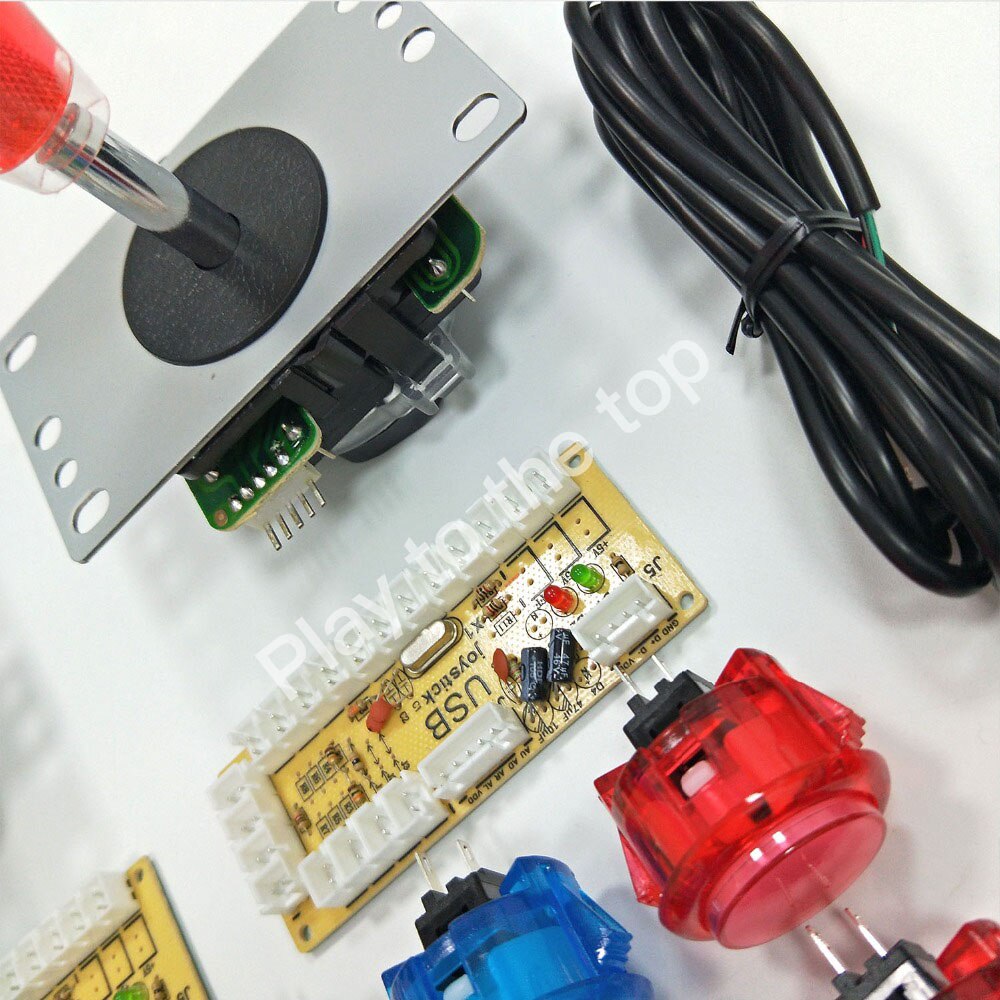 2 Speler Transparante Geen Led Arcade Kit Diy Nul Vertraging Usb Encoder Schoon Joystick Drukknop Voor Mame Pc Raspberry pi Controller