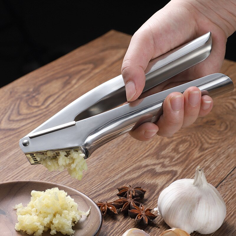Garlic Press, 304 Stainless Steel Garlic Crusher, Rust Proof, Heavy Duty Garlic Mincer With Square Hole, Kitchen Tools