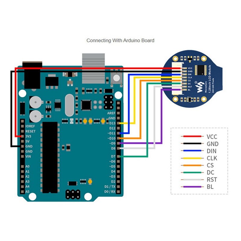 Module d'affichage LCD rond de 1.28 pouces, couleurs rvb 65K, résolution 240X240 avec Interface SPI, pilote GC9A01 intégré